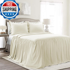 Lush Decor Ruffle Skirt Bedspread Set - 3-Piece Luxurious Farmhouse Bedding -