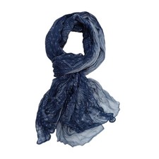 Scarf for Women Summer Lightweight Cotton Linen Scarves Soft 06 Navyblue Flower