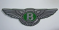 BENTLEY Iron-On Embroidered British Automotive Car Patch 3.5" Silver/Green/Black