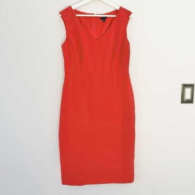 Ann Taylor V Neck A Line Midi Sleeveless Dress Sz 6 Apple Red