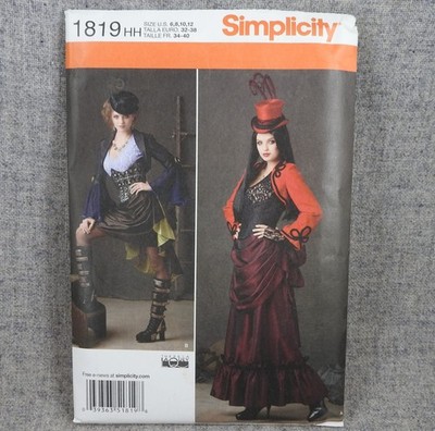 Simplicity 1819 Misses Corset Skirt Bolero Steampunk Costume size 6-12 Uncut