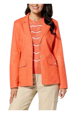 Jaclyn Smith Stretch Linen Blazer Emberglow