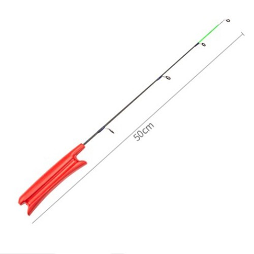 Canna da Pesca Corta in Vetroresina Colore Nero e Rosso Canna da Pesca per Ghiac - Foto 8 di 12