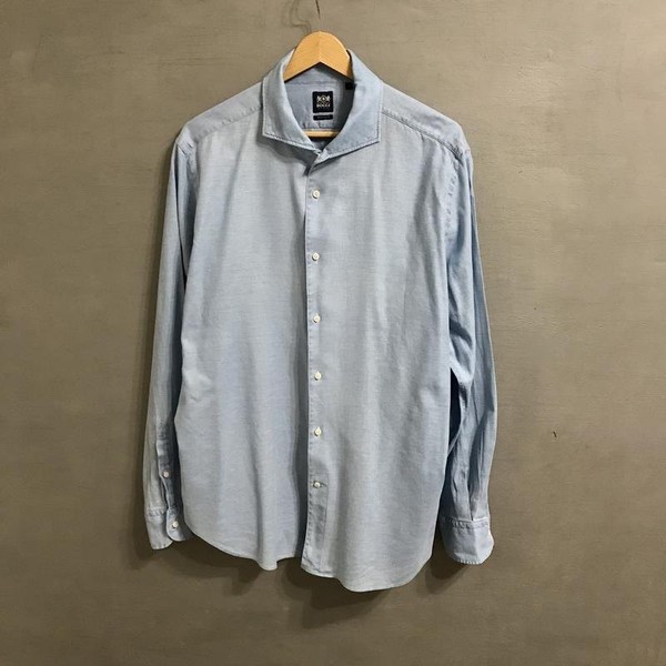 Men Boggi Milano Shirt Blue Cotton 44 / XXL / 52 #1V3I