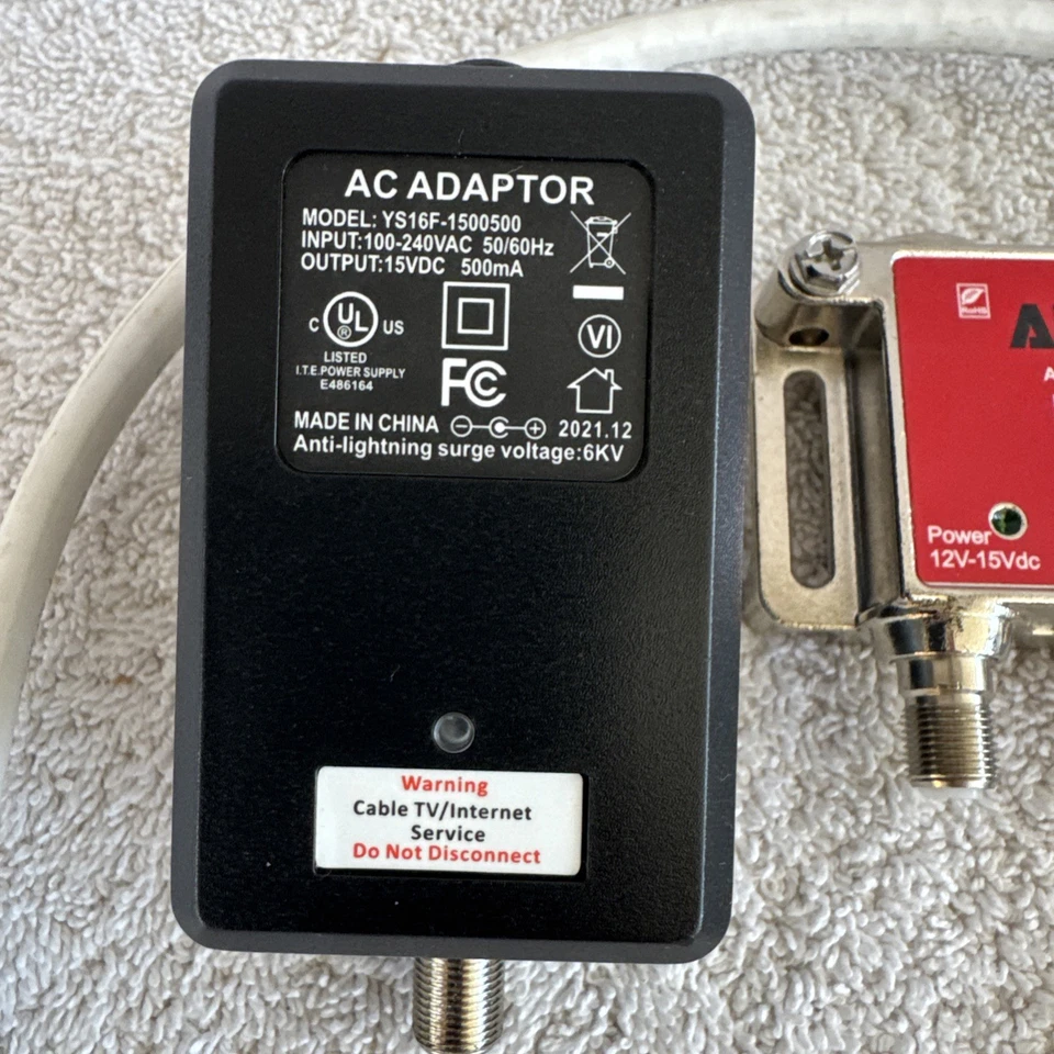 Antronix MRA1-15/AC Coaxial Cable Amplifier w/ Power Adapter / Splitter / Cables - Image 2 of 4