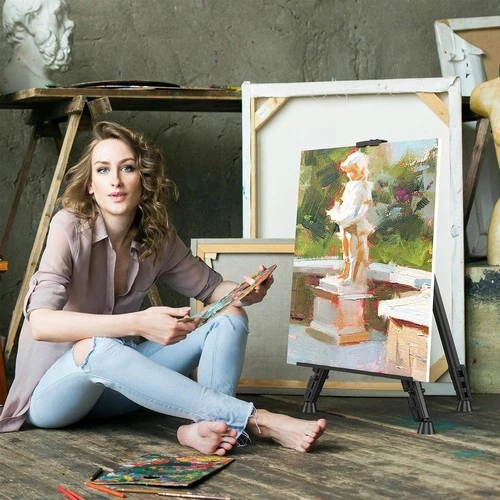 Art Painting Tripod Easel Stand - Portable Adjustable Display Artist Metal Easel - Picture 3 of 4