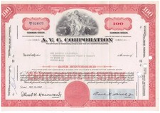 Historisches Wertpapier Aktie A. V. C. Corporation 100 Shares&nbsp; 1967 100