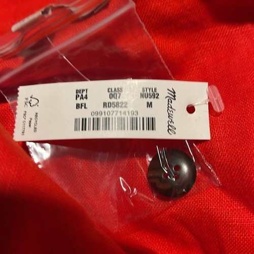 Madewell Neu mit Etikett plissiertes Mini-Shirtkleid aus 100 % Leinen Größe Medium in heller Flamme - Bild 6 von 7