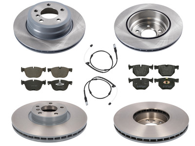 FOR BMW X5 X6 E70 E71  (2000-2009) FRONT & REAR BRAKE DISCS PADS & SENSORS SET 