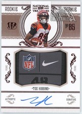 Tee Higgins 2020 Panini NT Red Rookie Tag Patch Autograph Card 1/5 (Edge Wear). rookie card picture