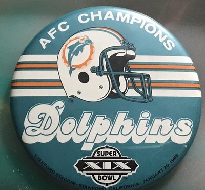 AFC Champions Miami Dolphins Football Super Bowl XIX 1985 Vintage Button Pin LG