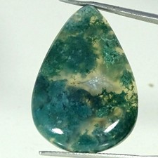 27.60Cts 100 Natural Green Moss Agate Pear Cabochon Gemstone 21X30X6MM