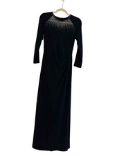 Ralph Lauren Women's Silver Sequined Long Formal Gown Size 4 Navy Blue