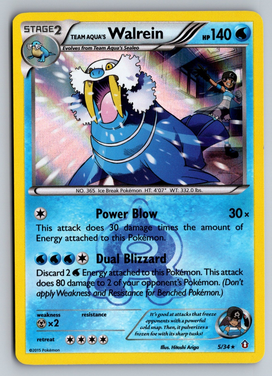 Team Aqua's Walrein 5/34 Double Crisis Holo - LP