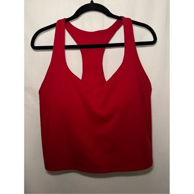 Fabletics Anywhere Cropped Built-In Bra Tank Top Red XL (No Tag - See Meas)