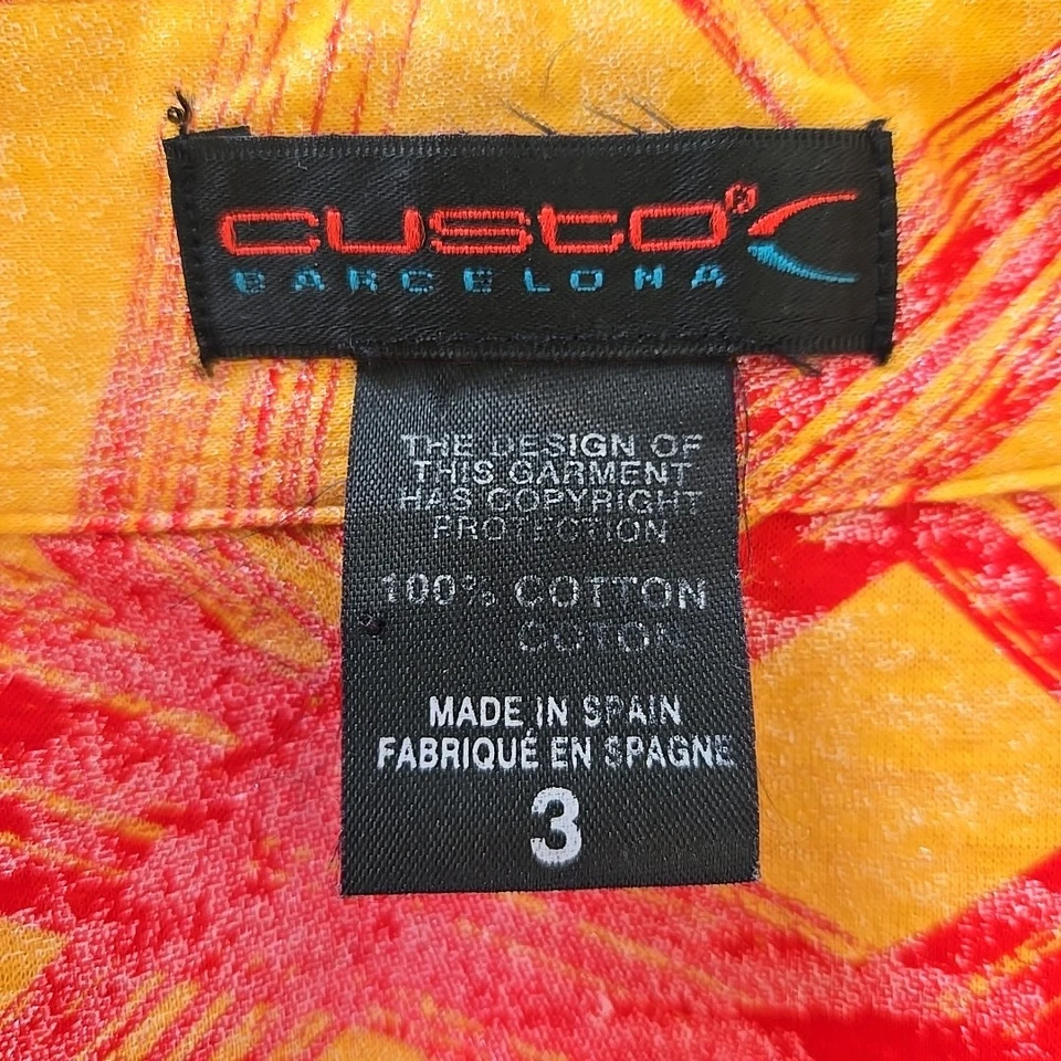 Camisa De Colección Años 90 Custo Barcelona Botón Amarillo Rojo Abstracto Geométrico Talla 3 Para Hombre L Foto 3 de 4
