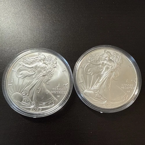 Two 2025-(W) 1 oz American Silver Eagle Coin BU (Eagle Privy)