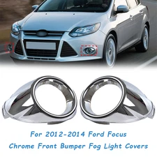 For 2012 2013 2014 Ford Focus Front Fog Light Lamp Cover Chrome Ring Trim 2PCS