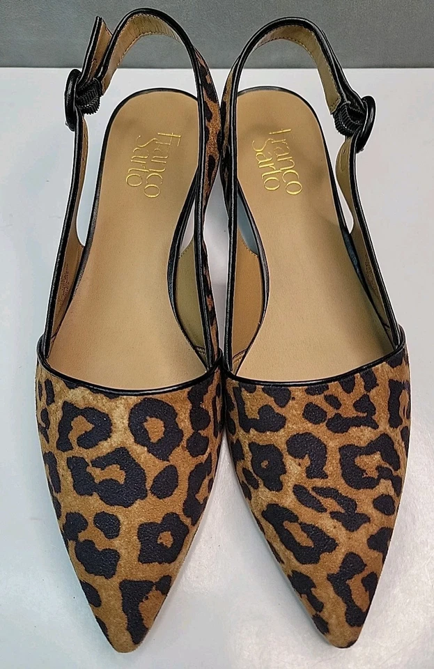 NUEVO Franco Sarto Mujer Cordones Punta Punta Bloque Tacones Estampado Guepardo Talla 8 Foto 3 de 4