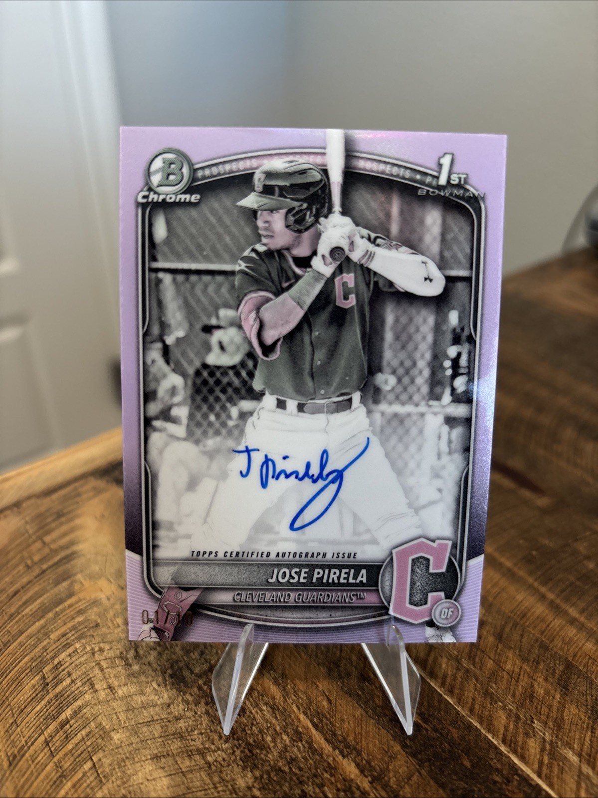 2025 Bowman Chrome Jose Pirela Pearl refractor auto. 1/10. Guardians. 1st print.
