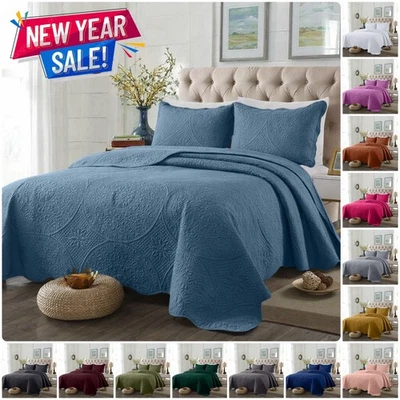 AH-HOMEWARE Light Weight Quilt Bedding Set Luxury Floral Quilted Bedspread with Pillow Shams