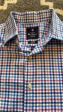 David Donahue Checked Trim Fit Dress Shirt on SALE