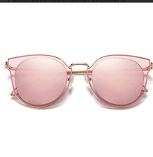 SOJOS Fashion Rose Pink Round Polarized Sunglasses for Women UV400 Mirrored Lens