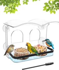 Window Bird Feeder with Strong Suction Cups, Clear Acrylic Design for Close-Up B