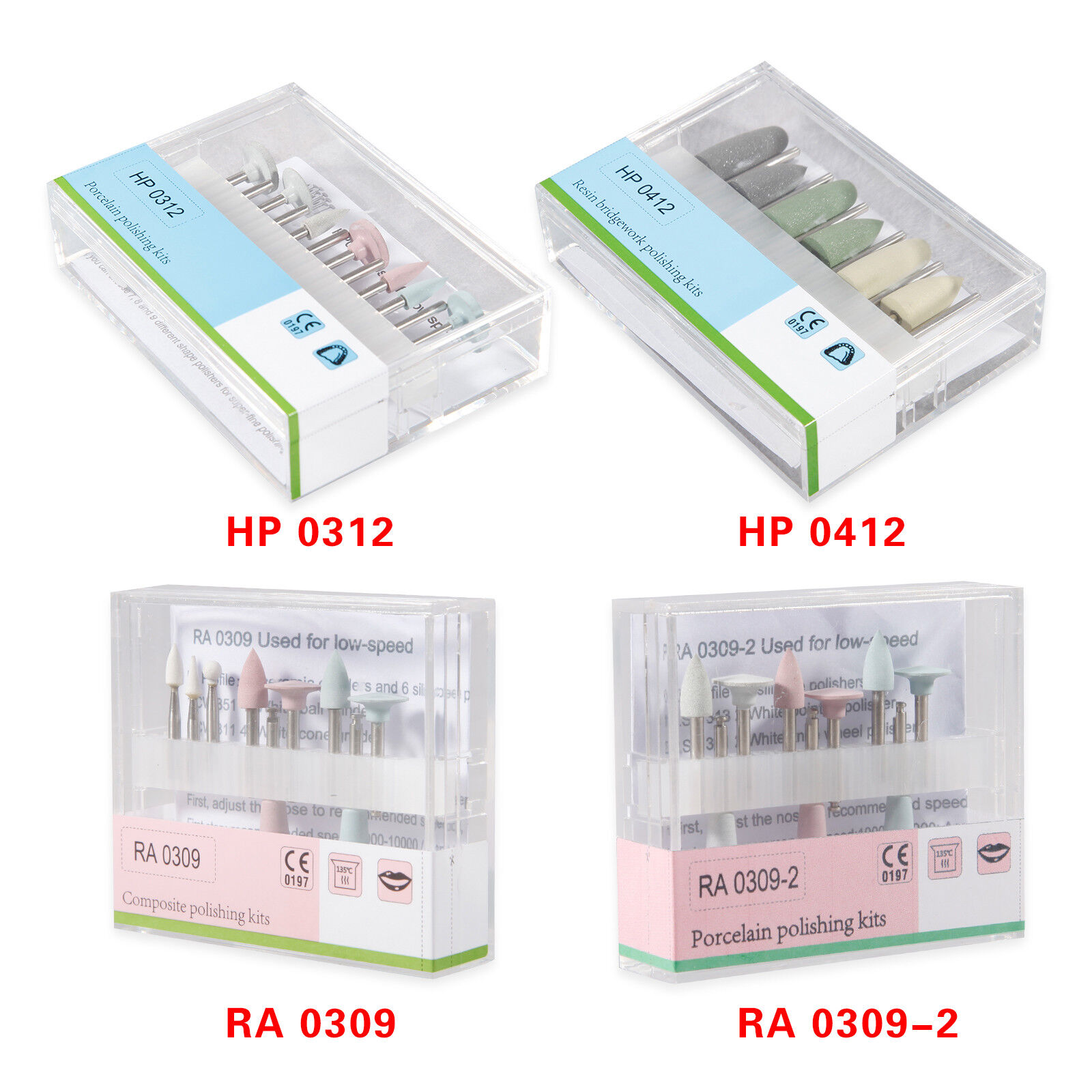 Dental RA/HP 2.35 Burs Porcelain/Composite Polishing Kit for Low