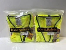 Lot Of (2) KwikSafety BIG KAHUNA Class 2 Hi Vis ANSI Reflective Safety Vest Med