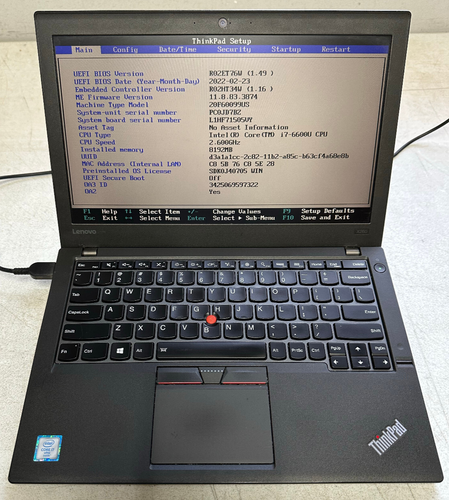 Lenovo ThinkPad X250 12.5 (i7-6600U @ 2.60, 8GB RAM, Boot To Bio) NO HD/ADAPTER