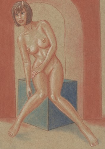 Female nude figure drawing pastel artist Jerome Cadd Pin-up Blocks Geometric - Picture 5 of 7