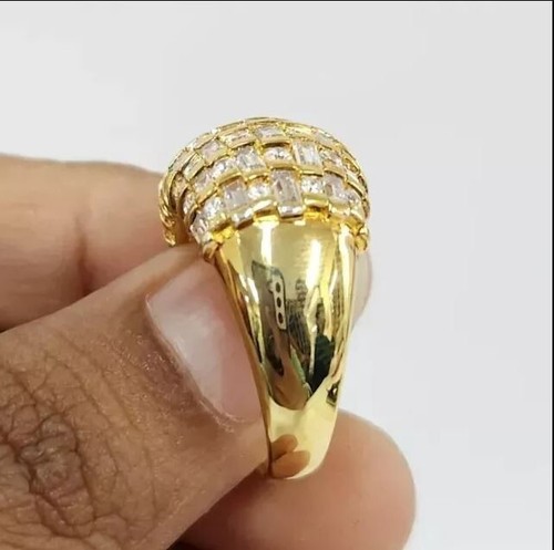 2Ct Round Cut Lab Created Diamond Dome Women Engagement Ring 14k Yellow Gold Fn - Picture 4 of 8