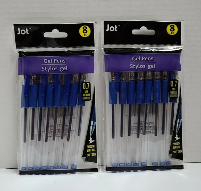 2pks of 8, Jot Blue Ink Gel pens, 0.7mm med W/soft Grip eBay