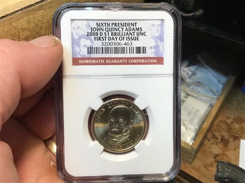 2008-D John Quincy Adams NGC Slab Presidential Dollars - 1st Day Issues 