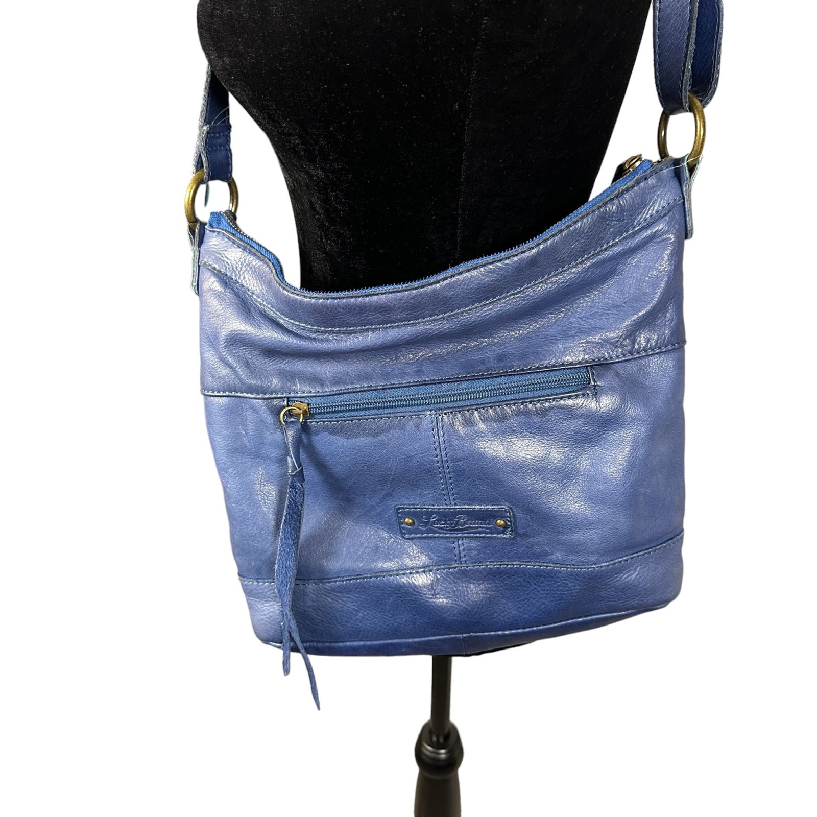 Lucky Brand Royal Blue Leather Crossbody Purse Gem