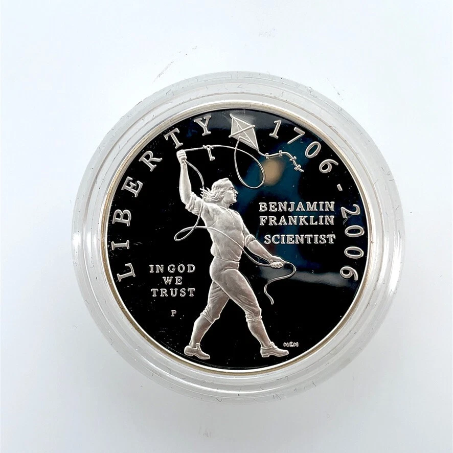 2006-P Franklyn Scientist Commemorative Silver Proof $1 Dollar in Capsule No Box - Image 3 of 4
