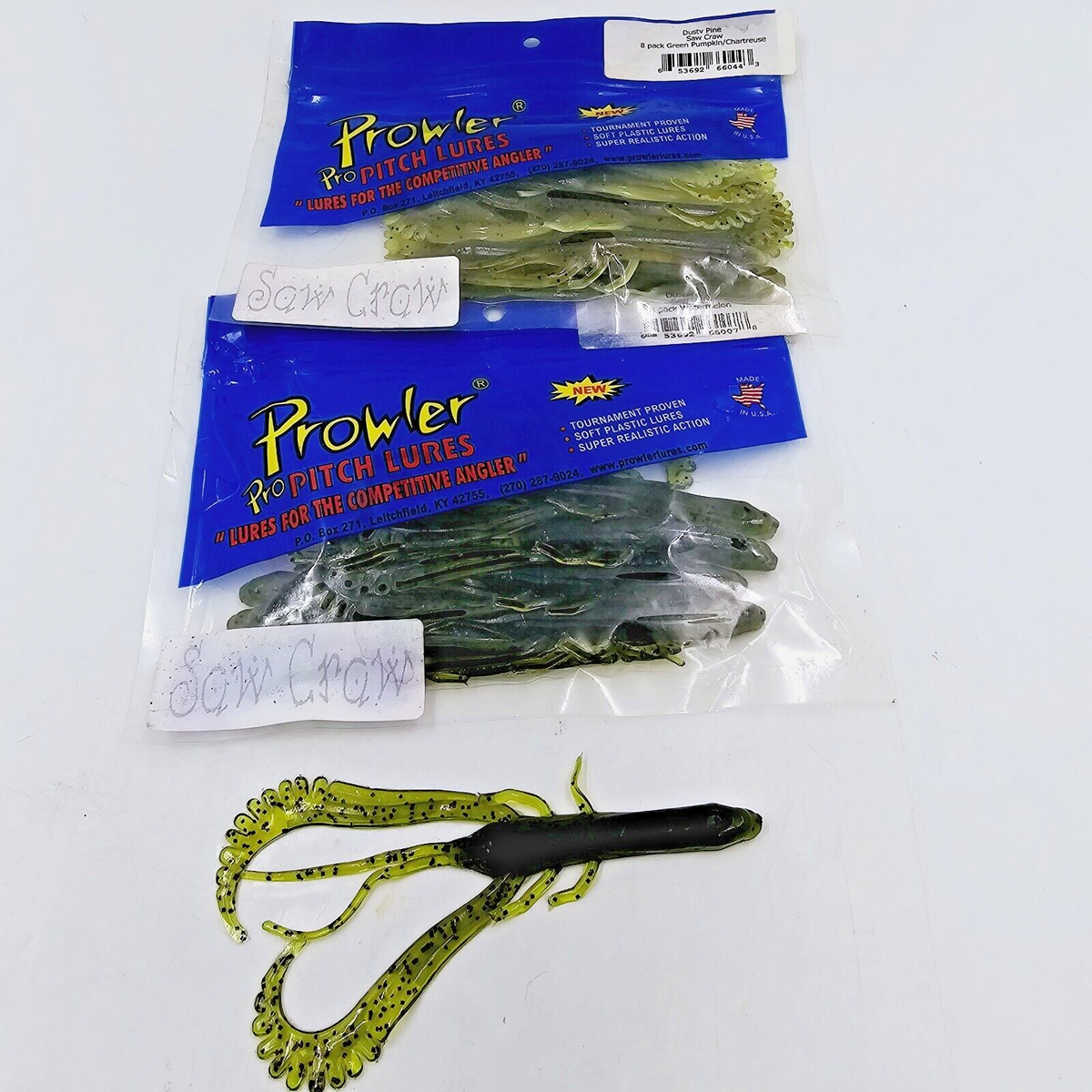 Discontinued Prowler Pro Pitch Lures Dusty Pine Saw Craw 8 Count
