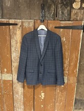 F F Suit Jacket Blazer Blue Mix Check Men's Size UK 44 Regular Lined Padded