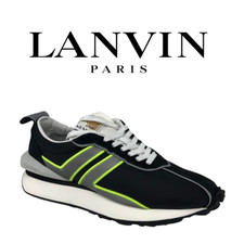 NWB Men's LANVIN Bumper Sneaker, Size 9 US, 42 EU, Black/Silver/Highlight