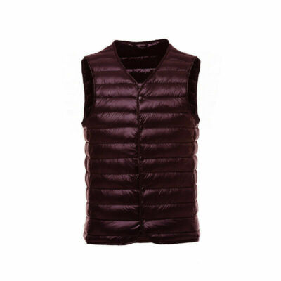 Men Ultra Light Down Waistcoat Puffer jacket Short Vest V-neck Sleeveless Coat