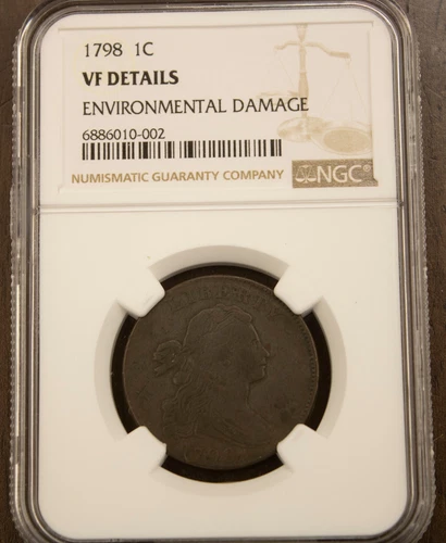 1798 Large Cent VF Details Environmental Damage NGC 2nd Hair Style  Lot 1772