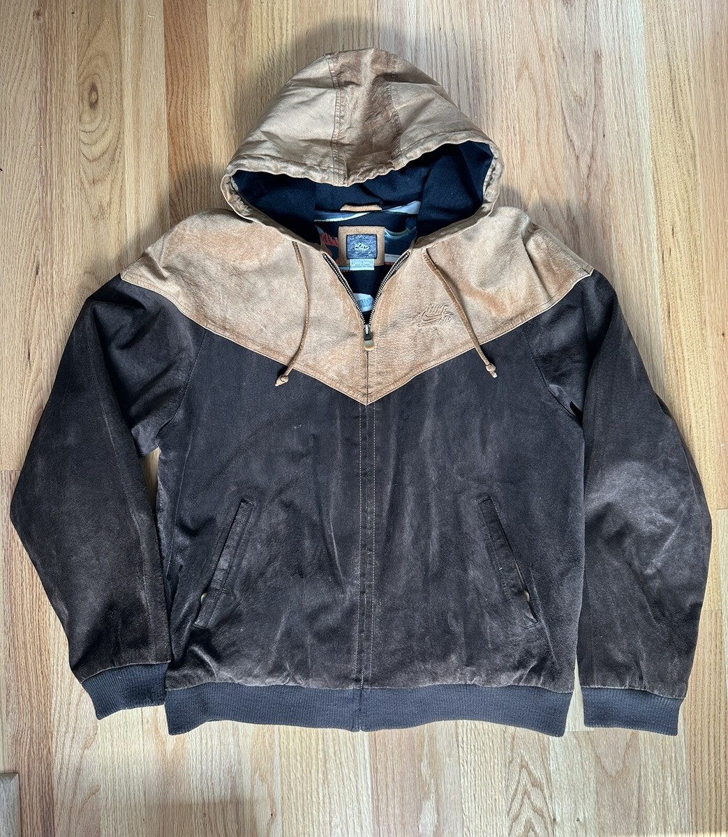 NIKE SB SNEAKERS ONLY DUNK JACKET RARE ISO SZ L Brown Suede Leather Vintage 2006 | eBay