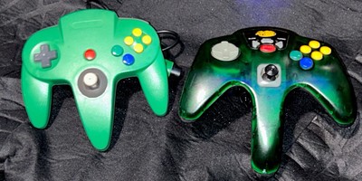 Nintendo 64 2 Controller Lot - Madcatz Advanced Translucent Green Slow Turbo N64