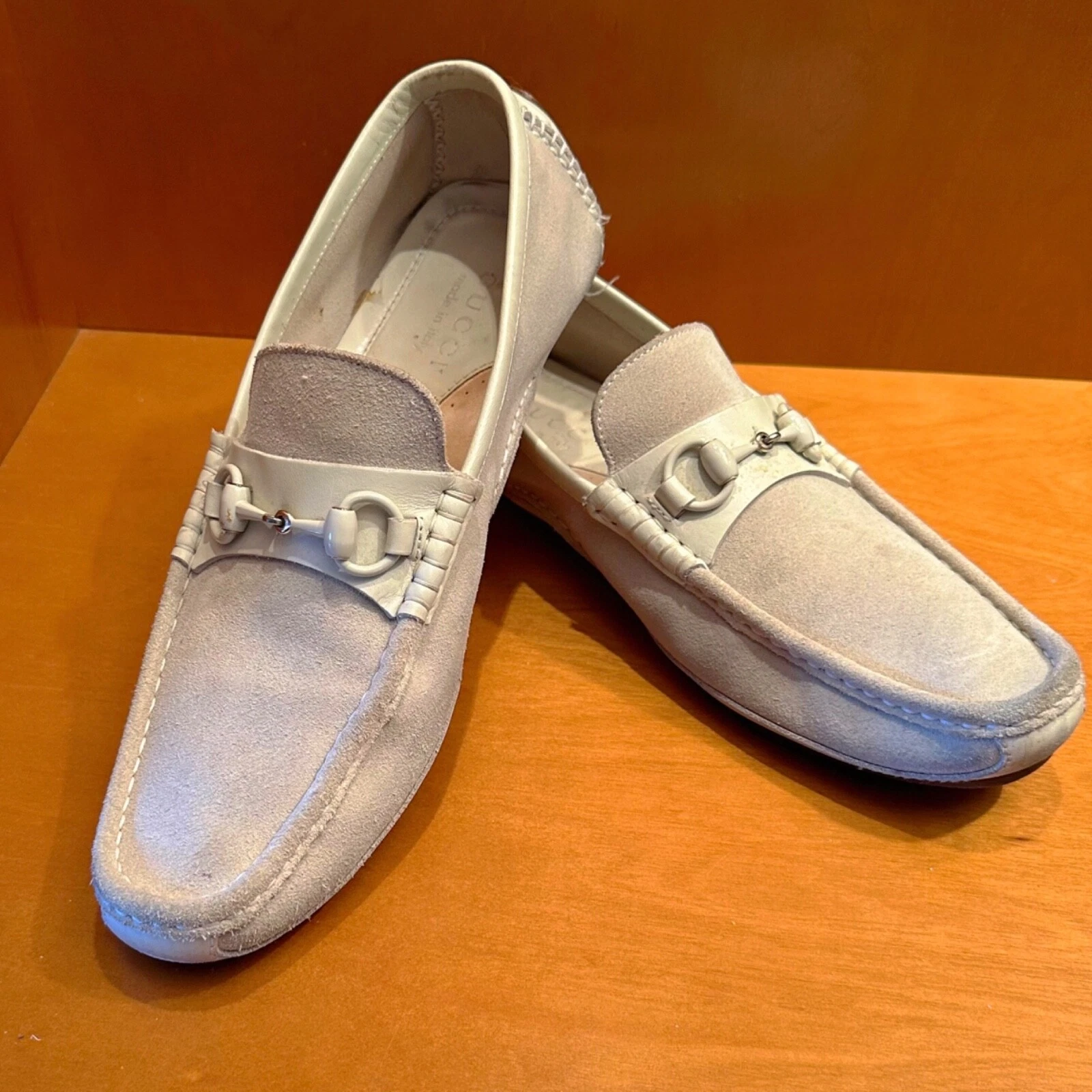 Mocassins GUCCI Italie Horse Bit chaussures de conduite homme taille 9 cuir et daim rare à trouver