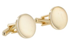 Gold Tone Mens Cufflinks Small Round Circle Toggle Back 5/8"