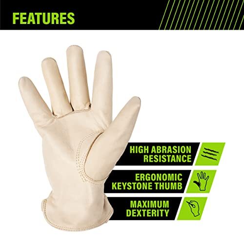 AWP Grain Leather Pigskin Work Gloves for Men and Women Made with