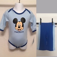 Disney Mickey mouse 2pc 3-6 months onies and pant set Blue/light blue
