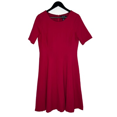WHBM Dress Fit & Flare Red Dress Short Sleeve Scoop Neck Christmas Holiday  Sz 12 | eBay