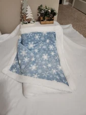 Handmade Warm and Cozy Jumbo Plush Fleece and Sherpa Reversible Throw Blanket 